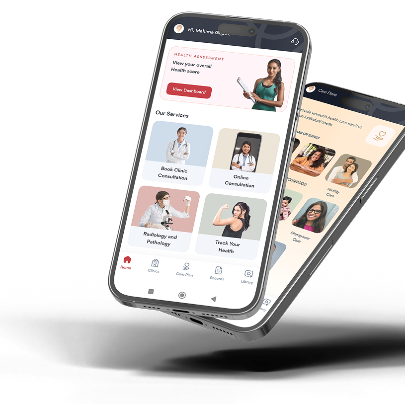 Newmi Care mobile app showing appointment booking and health tracking