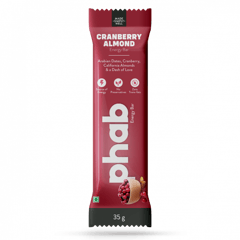 Phab Energy Bars – No Preservatives, No Artificial Sweeteners, Zero Trans Fats & Goodness of Honey: Pack of 6x 35g (CRANBERRY ALMOND)