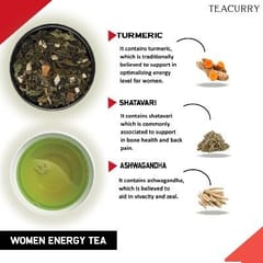 TEACURRY Women Energy Tea (1 Month pack | 30 Tea bags) - Helps with Energy and Alertness