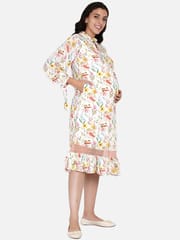 The Kaftan Company-Off-White Brushed Dandelion Maternity Dress