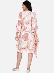 The Kaftan Company-Pink flora and abstract maternity kaftan dress with ruffle detail and feeding zipper