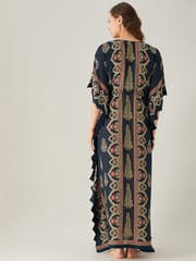 The Kaftan Company-Scalloped Edge Temple Paisley Maternity Kaftan