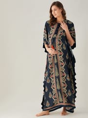 The Kaftan Company-Scalloped Edge Temple Paisley Maternity Kaftan