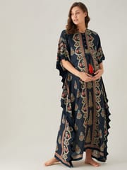 The Kaftan Company-Scalloped Edge Temple Paisley Maternity Kaftan