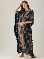 The Kaftan Company-Scalloped Edge Temple Paisley Maternity Kaftan