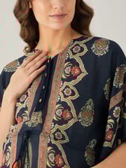The Kaftan Company-Scalloped Edge Temple Paisley Maternity Kaftan
