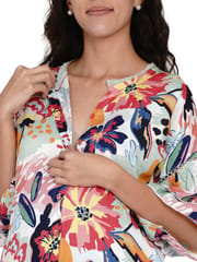 The Kaftan Company-Brushed Flora Ruffled Maternity and Nursing Dress