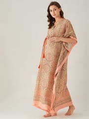 The Kaftan Company-Peach Paradise Maternity and Feeding Kaftan