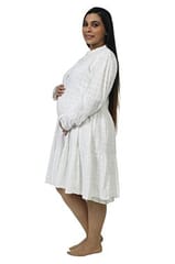 Chicmomz White Calf Length Dress in Solid White