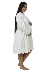 Chicmomz White Calf Length Dress in Solid White
