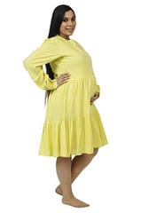 Chicmomz Calf Length Dress in Lime
