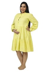 Chicmomz Calf Length Dress in Lime
