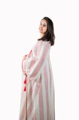 Chicmomz Boho Vibes Maternity Maxi Dress in White-Red