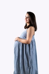 Chicmomz Cross Back Sleeveless Maxi Maternity Dress in Multicolor