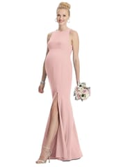 Plum and Peaches Pink Halter Maternity Gown