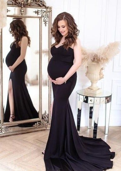 Plum and Peaches Strapless Trail Maternity Gown