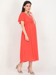 The Mom Store Orange Daffodils Maternity and Nursing Gown