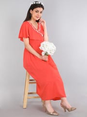 The Mom Store Orange Daffodils Maternity and Nursing Gown