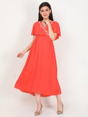 The Mom Store Orange Daffodils Maternity and Nursing Gown
