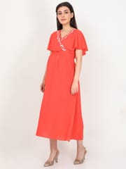 The Mom Store Orange Daffodils Maternity and Nursing Gown