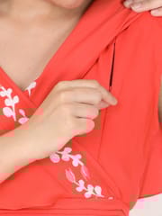 The Mom Store Orange Daffodils Maternity and Nursing Gown
