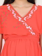 The Mom Store Orange Daffodils Maternity and Nursing Gown