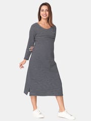 The Mom Store Navy Stripes Bodycon Maternity and Nursing Dress