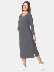 The Mom Store Navy Stripes Bodycon Maternity and Nursing Dress
