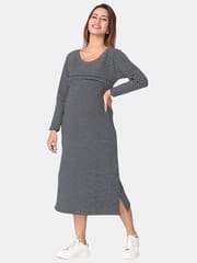 The Mom Store Navy Stripes Bodycon Maternity and Nursing Dress