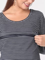 The Mom Store Navy Stripes Bodycon Maternity and Nursing Dress