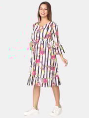 The Mom Store Stripes and Roses Maternity and Nursing Dress
