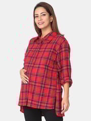 The Mom Store Red Plaid Maternity and Nursing Shirt