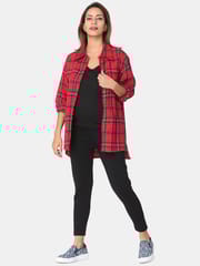 The Mom Store Red Plaid Maternity and Nursing Shirt