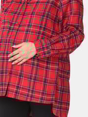 The Mom Store Red Plaid Maternity and Nursing Shirt