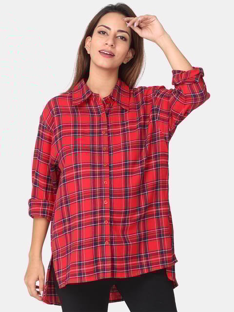 The Mom Store Red Plaid Maternity and Nursing Shirt