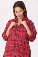 The Mom Store Red Plaid Maternity and Nursing Shirt
