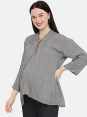 The Mom Store Gingham Style Checks Maternity and Nursing Tunic Top