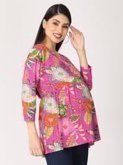 The Mom Store Magenta Bloom Maternity and Nursing Top