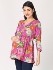 The Mom Store Magenta Bloom Maternity and Nursing Top