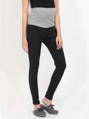 The Mom Store Stretchable Denims with Belly Support- Black