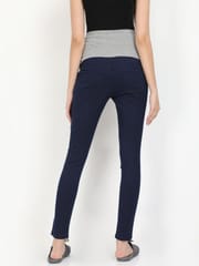 The Mom Store Stretchable Denims with Belly Support- Navy Blue