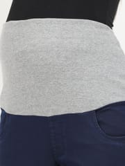 The Mom Store Stretchable Denims with Belly Support- Navy Blue