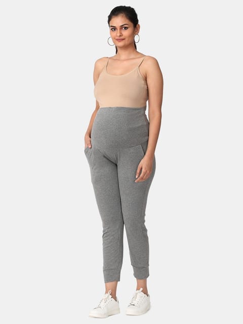 The Mom Store Comfy Maternity Joggers Light Grey