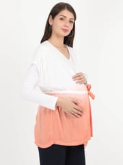 The Mom Store Peach Ombre Dyed Wrap Shrug