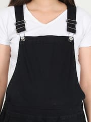 The Mom Store Maternity Denim Dungaree with Elasticated Waist Black
