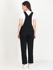 The Mom Store Maternity Denim Dungaree with Elasticated Waist Black