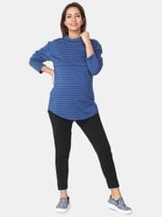 The Mom Store Dazzling Blue Shawl Collar Maternity and Nursing Sweat top