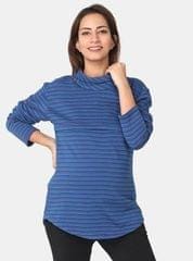The Mom Store Dazzling Blue Shawl Collar Maternity and Nursing Sweat top