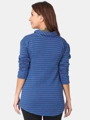 The Mom Store Dazzling Blue Shawl Collar Maternity and Nursing Sweat top