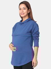 The Mom Store Dazzling Blue Shawl Collar Maternity and Nursing Sweat top